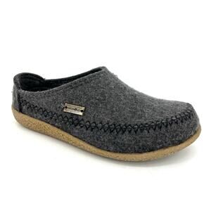 Haflinger Women's Gray Felted Wool Rubber Sole Slippers EU37 US6.5 Comfort Shoe